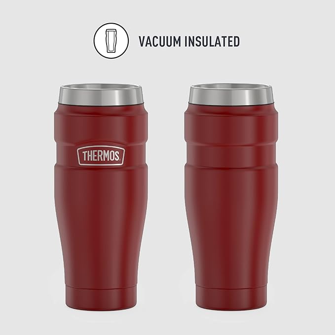 THERMOS Stainless King Vacuum-Insulated Travel Tumbler, 16 Ounce, Rustic Red (Pack of 4)