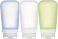 humangear GoToob+ 3-Pack (Large) | Refillable Silicone Travel Bottle | Locking Lid | Food-Safe Material, Clear/Green/Blue, Large (3.4 fl.oz.; 100ml)