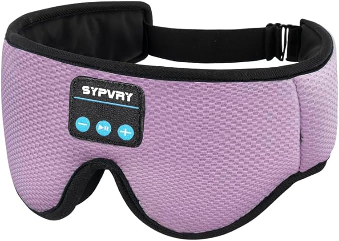 Sleep Mask Bluetooth Headphones Soft Wireless Headband Eye Mask Blackout with Microphone (Purple)