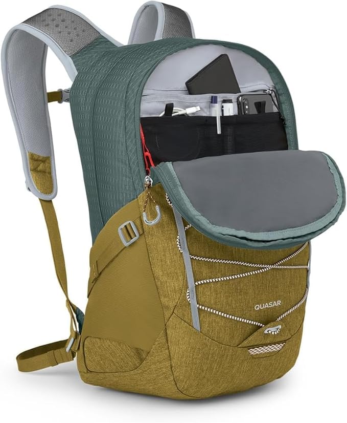 Osprey Quasar 26L Commuter Backpack, Green Tunnel/Brindle Brown