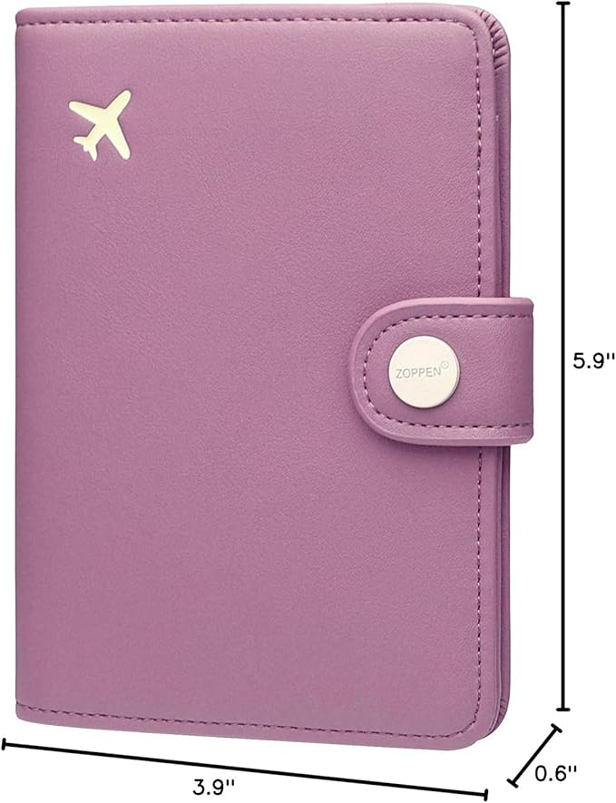 ZOPPEN Passport Holder Women, Passport Cover Travel Wallet Rfid Blocking Passport Wallet Cover Case Travel Essentials Document Organizer, Elegant Purple