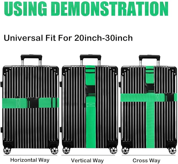Luggage Straps for Suitcases TSA Approved-2 Pack Bright Personalized Luggage Belt Strap for Suitcase/Carry On Bag Luggage Accessories for Travel (Neon Green)