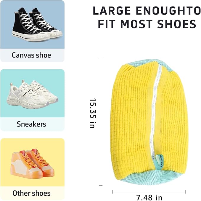 Shoe washing machine bag,Sneaker Laundry Bag for Shoes, Reusable and Durable Shoe Laundry Bag for Washer and Dryer,Suitable for cleaning shoes, gym, tennis, basketball, shoe storage (Yellow -2 pieces)