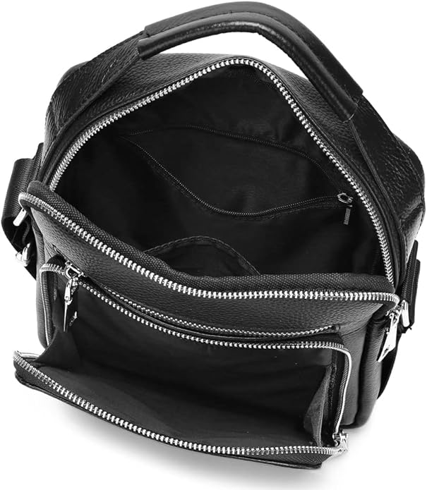 KPYWZER Genuine Leather Shoulder Bag Small Men Messenger Pack Handbag Sling Crossbody Bag Man Purse for Business