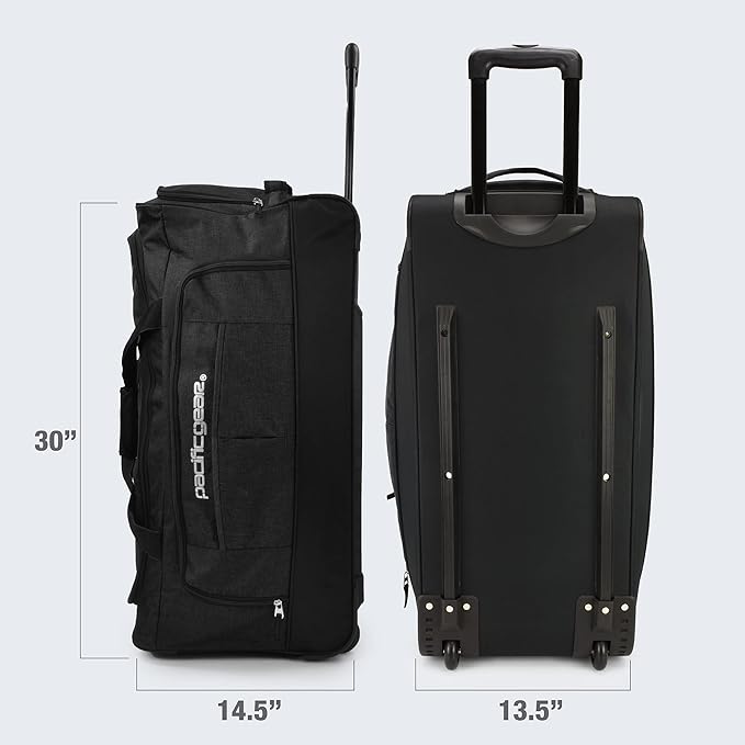 Pacific Gear Rolling Duffel Wheels, 30-inch Luggage, Hockey Bag, Heavy Duty