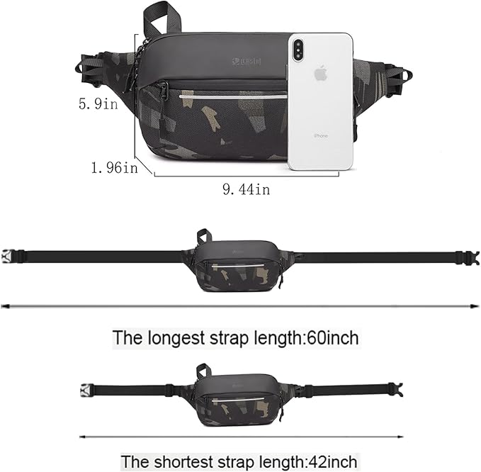 Crossbody Fanny Pack Belt Bag for Women & Men with Multi-Pockets, Waterproof Sling Bag for Travel, Running, Hiking, Cycling, Fashion Waist Bag Fits All Phones, Perfect Running Bag