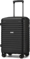 Kono 20 Inch Expandable Carry On Luggage with Spinner Wheels, Durable Hardside Luggage with Hidden Cup Holder, Lightweight Hard Shell Carry On Suitcase Airline Approved with TSA Lock(Black)