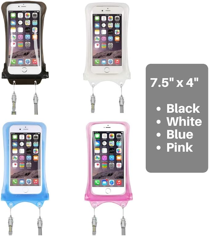 AquaVault 100% Waterproof Floating Smart Phone Case & Money Pouch - Fits All Phones - Made from Premium Heavy Duty PVC for Added Drop Protection - Includes Adjustable Neck Strap. White