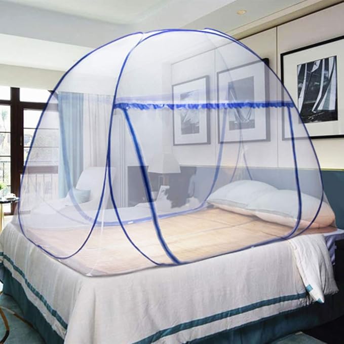 Pop-up Mosquito net Double Bed,L79 x W71 x H59 in Double Door Zip Portable Tent Travel Mosquito net Free-Standing use one Compartment to Install Suitable for Bedroom no Hooks.L200*W180*H150CM