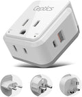 Ceptics European Plug Travel Adapter Set, 20W PD & QC, Safe Dual USB & USB-C - 2 USA Socket - Compact - Use in Germany, France, Italy, UK - Includes Type E/F, Type C, Type G SWadAPt Attachments
