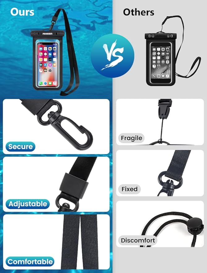 Universal Waterproof Phone Pouch-Waterproof Phone Case for iPhone 15 14 13 12 Pro Max XS Plus Galaxy S24+ S23 Up to 7",IPX8 Waterproof Cellphone Dry Bag Beach Vacation Cruise Ship Essentials-2 Pack