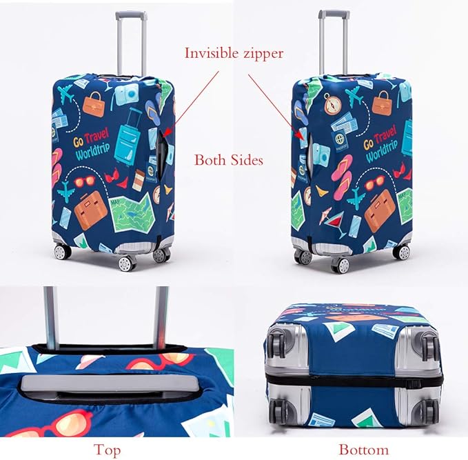 Travelkin Luggage Cover Washable Suitcase Protector Anti-scratch Suitcase cover Fits 18-32 Inch Luggage (Go travel-Trip, XL)