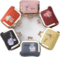 Custom Name & Birth Month Flower Mini Leather Jewelry Box – Vintage Kiss Lock Coin Purse Organizer for Rings, Earrings & Necklaces | Portable Travel Gift for Women (Blue/Black/Pink)