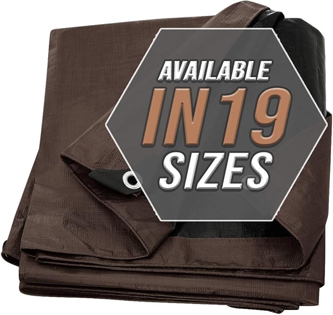 Large Waterproof Tarp - Heavy Duty 10 Mil Thick Poly Tarpaulin Ideal for Canopy Tents, Boats, RV or Pool Covers - Multipurpose Protective Tarps with Grommets for Indoor and Outdoor Use | 6' x 8'