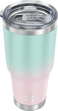 WETOWETO 30oz Tumbler, Stainless Steel Vacuum Insulated Water Coffee Tumbler Cup, Double Wall Powder Coated Spill-Proof Travel Mug Thermal Cup for Home Outdoor (Green-Pink Gradient, 1 Pack)