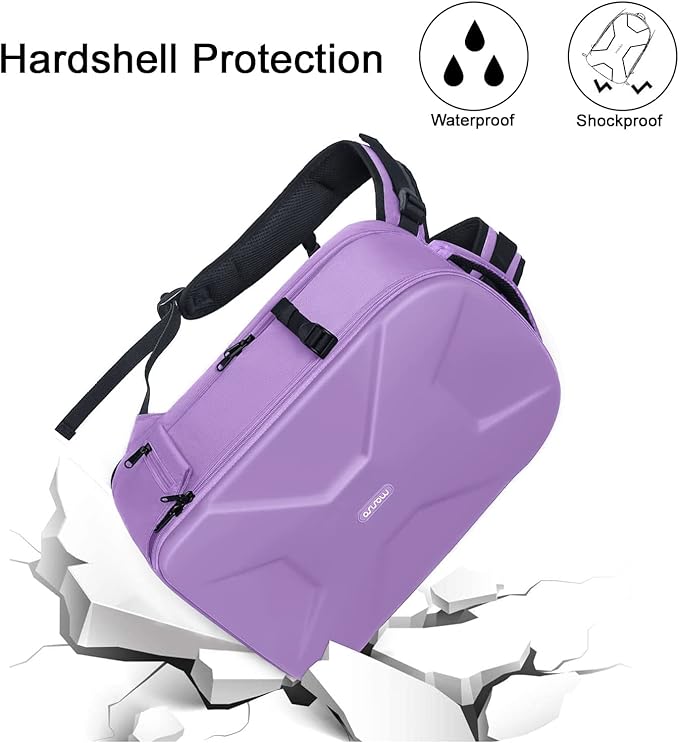 MOSISO Camera Backpack, DSLR/SLR/Mirrorless Photography Camera Bag 15-16 inch Waterproof Hardshell Case with Tripod Holder&Laptop Compartment Compatible with Canon/Nikon/Sony, Purple