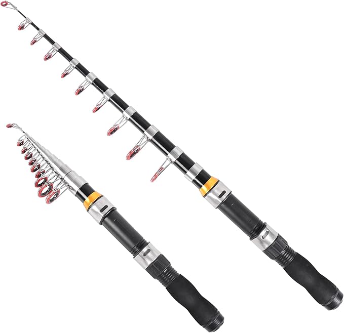 Telescopic Collapsible Extendable Fishing Rod for Saltwater and Freshwater, Lightweight and Compact Design