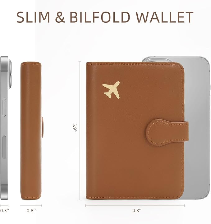 ZOPPEN Rfid Passport Holder for Travel, Passport Cover Wallet Case Travel Essentials Document Organizer, Card Holder Travel Wallet Womens Men, Brown
