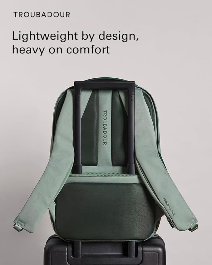 Troubadour Apex Backpack 3.0-25L Premium Laptop Backpack - Ergonomic & Water Resistant - Designed for Work and Travel - Green Smoke & Obsidian Green