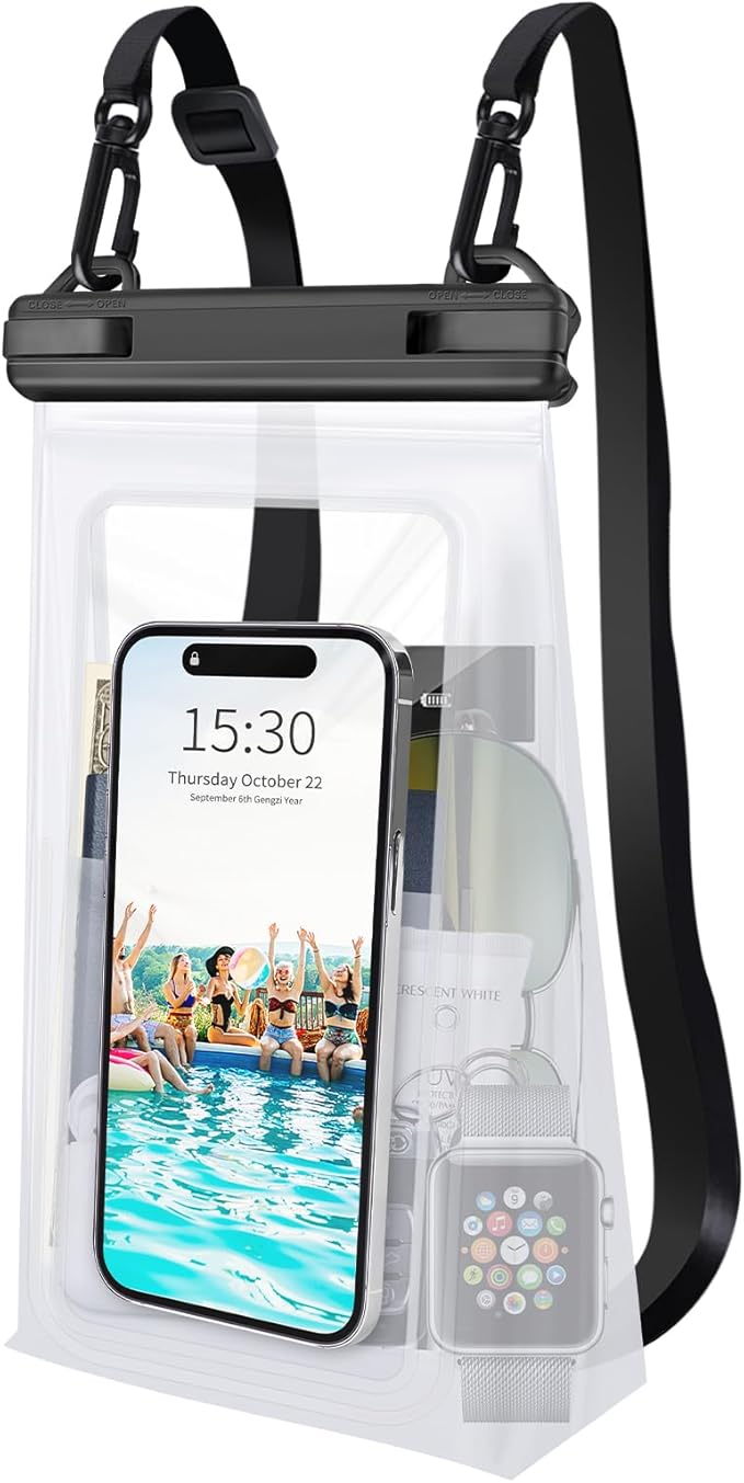 Large Waterproof Phone Pouch Floating, Universal Waterproof Phone Case for iPhone 14 Plus 13 Pro Max 12 11 Samsung S23 S22 up to 7.2'', IPX8 Water Proof Cell Phone Dry Bag for Beach Swimming