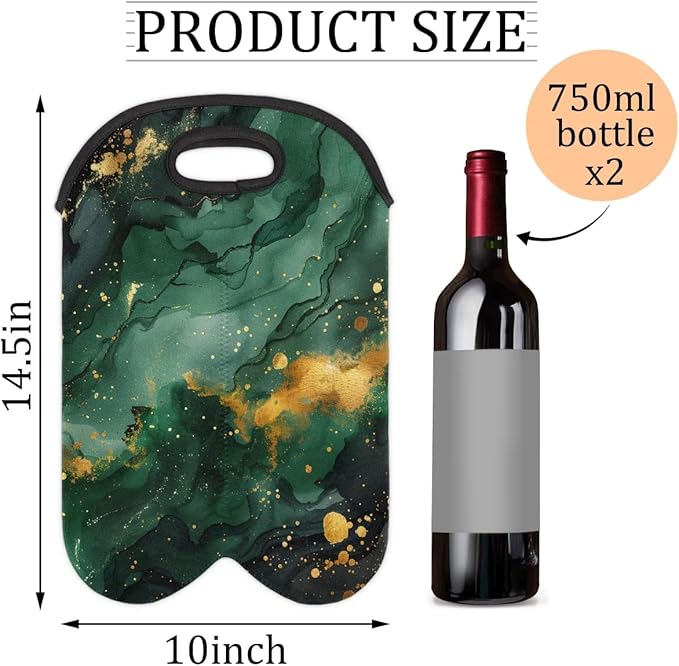Wine Carrier Tote Personalized Bag for 2 Bottles - Neoprene Wine Bottle Holder with Carry Handle, Wine Protective Bag Insulated Bag Beer Cans Water Bottle Holder for Travel Picnic,Style16