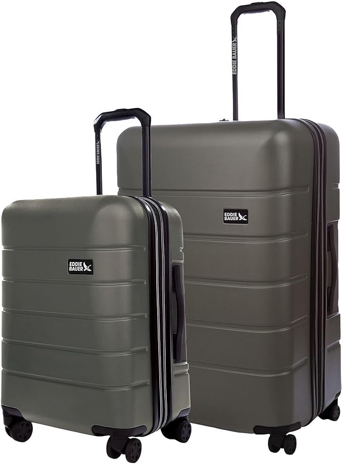 Eddie Bauer Glacier Carry-On 22" and Checked 30" Luggage | Hardside | Spinner Wheels | Expandable | Lightweight | Travel Essentials - Sprig Green