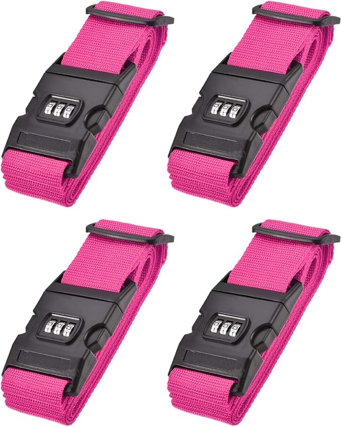 uxcell Luggage Straps Suitcase Belts with Buckle, Combination Lock, Adjustable Travel Packing Accessories