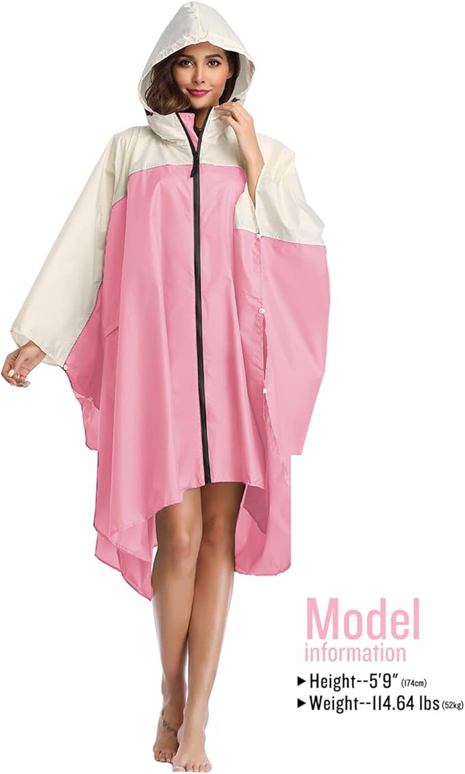 SaphiRose Unisex Rain Poncho Hooded Waterproof Raincoat for Adults Women