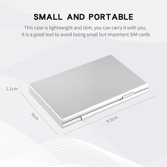 Aluminum SIM Card Case, 16Slots Ultrathin SIM Card Holder, Fit for 8 SIM Card, 8 Micro sim Card, Silver