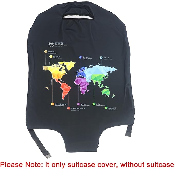 MosaiRudo Thicker Luggage Cover Elastic Suitcase Cover Protector Fits 18-32 Inch Suitcase Travel Accessories (Abstract Map, M)