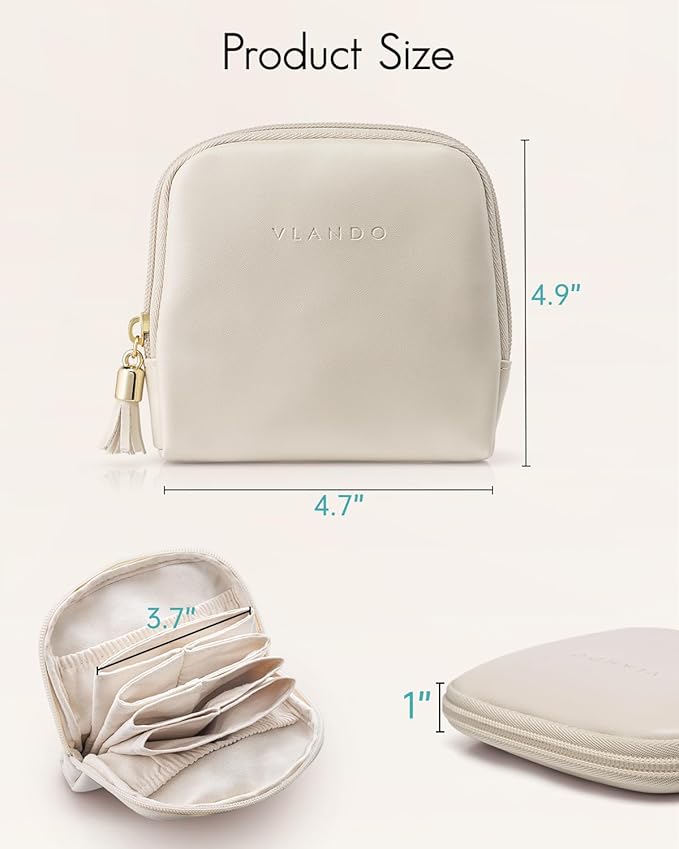 Vlando Small Travel Jewelry Case,Travel Gifts for Women,Jewelry Pouch Bags with Zipper,Velvet Jewelry Organizer Storage Bag for Bracelet Rings Earring-Cream White