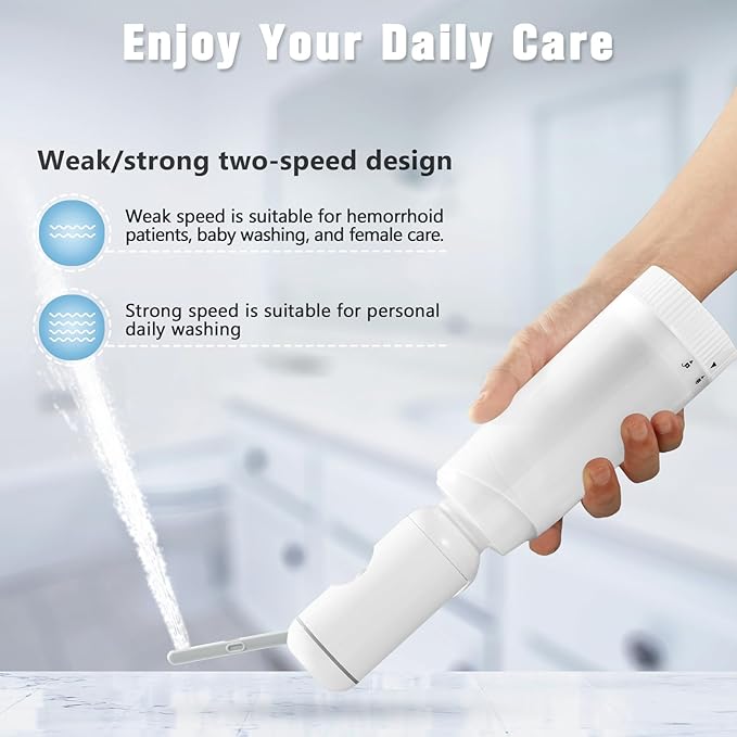 Upgrade SPACEREST Portable Bidet for Travel, No Noise & Waterproof Handheld Sprayer with 360ml Bottle, Rechargeable Electric Portable Bidet for Women & Men, Personal Hygiene & Postpartum Care