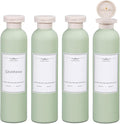 ASEVAT 8.8oz 4Pcs Green Plastic Refillable Travel Shampoo and Conditioner Bottles Plastic Refillable Travel Shampoo Bottles with Flip Cap Shampoo and Conditioner Dispenser