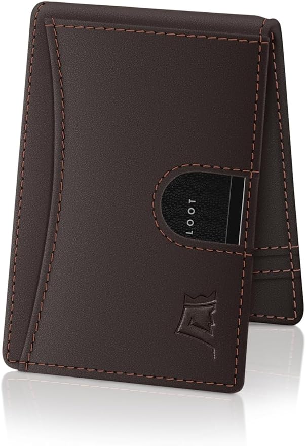 Kings Loot Custom Wallet for Men | Engraved Leather Slim Wallet with Money Clip | Personalized RFID Blocking Design | Minimalist & Stylish Wallets (Truffle)