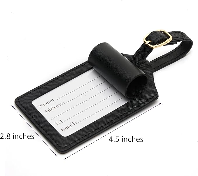 Luggage Tag PU Leather for Suitcase Baggage Handbag Travel Bag Label Suitcase Tag Label Tag w. Name Card & Privacy Cover (K)