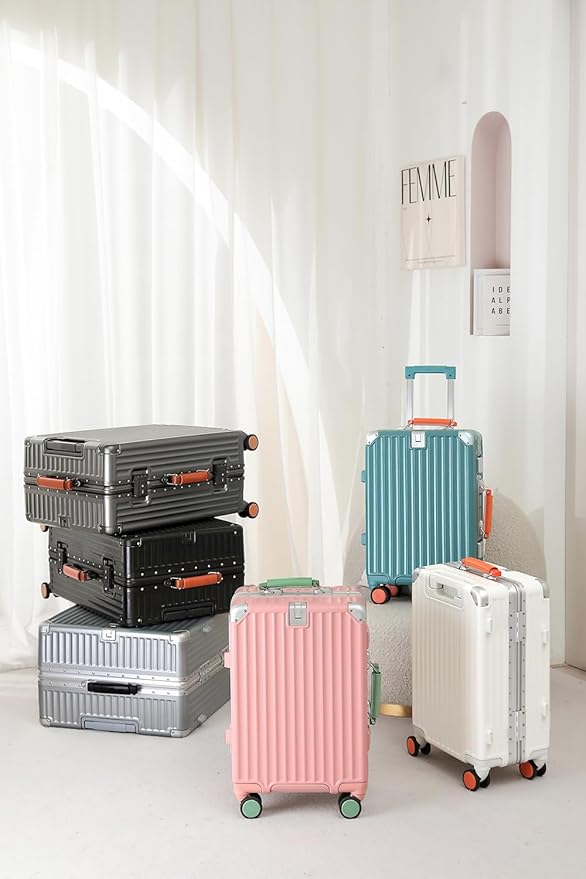 HotWay 20 Inch Carry On Luggage with Leather Handle, PC Zipperless Suitcase with Spinner Wheels and TSA Locks, 22x14x9 Airline Approved Luggage for Travel, Silver