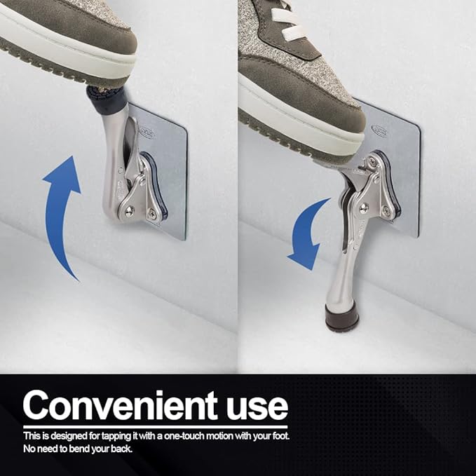 One-Touch Doorstop Adhesive Bracket (Black, 4inch x 1pack)