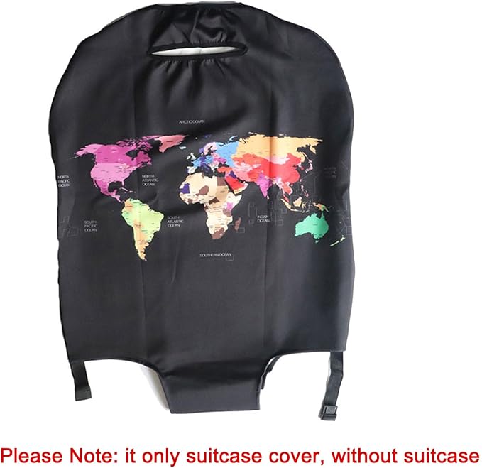 MosaiRudo Thicker Luggage Cover Elastic Suitcase Cover Protector Fits 18-32 Inch Suitcase Travel Accessories (World Map, M)