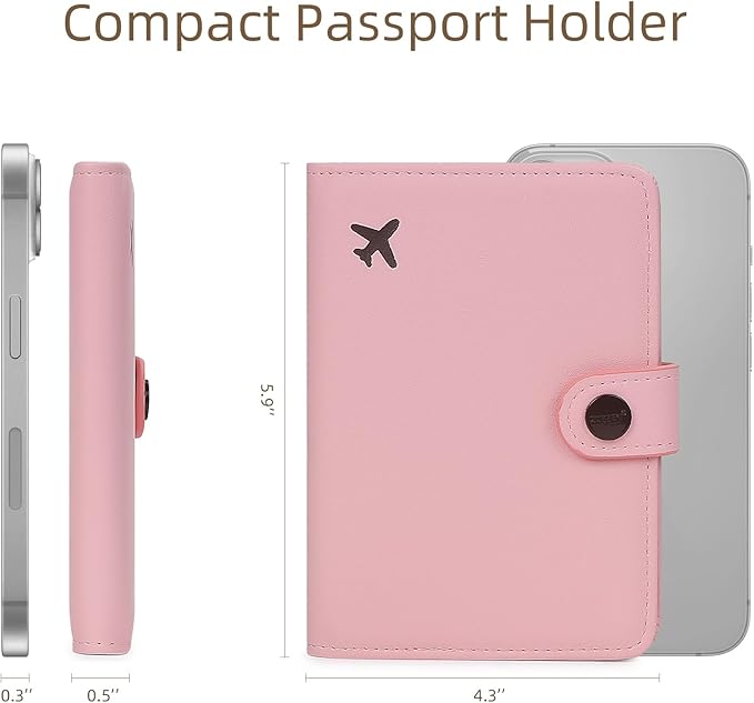 ZOPPEN Passport Holder Women, Passport Cover Travel Wallet Rfid Blocking Passport Wallet Cover Case Travel Essentials Document Organizer, Pink