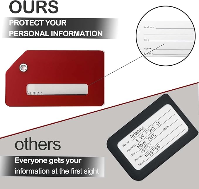 Luggage Tags for Suitcases, Quickly Spot 8Pcs Luggage Identifier Tags, Travel Essentials Accessories Name Tags for Backpacks, Suitcases, Travel Bags, Baggage, Cruise - Flexible Silicone (RED)