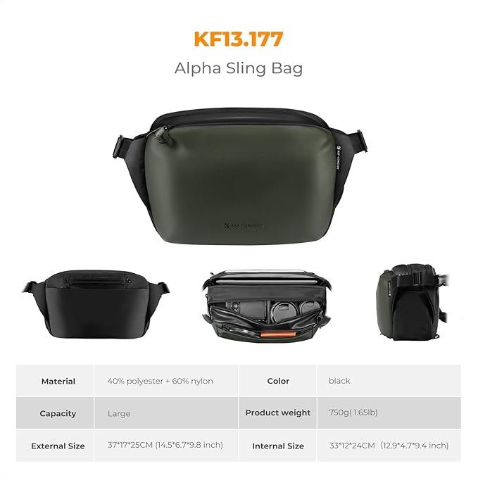 K&F Concept 2 in 1 Sling Bag Everyday Shoulder Bag & Multifunction Photography Crossbody Camera DSLR Backpack Portable Bag
