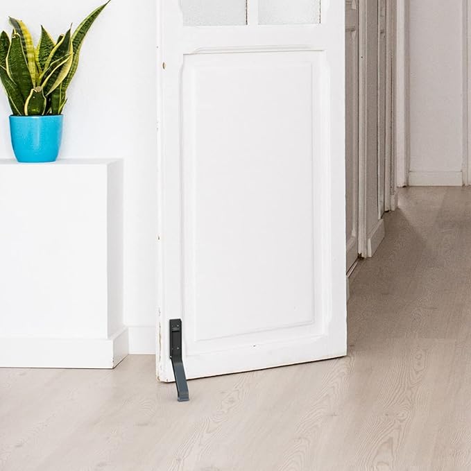 Door Stopper, Door Holder, No Drilling Door Stoppers, Easy Pedal Kick Down Door Stop (1, Black)