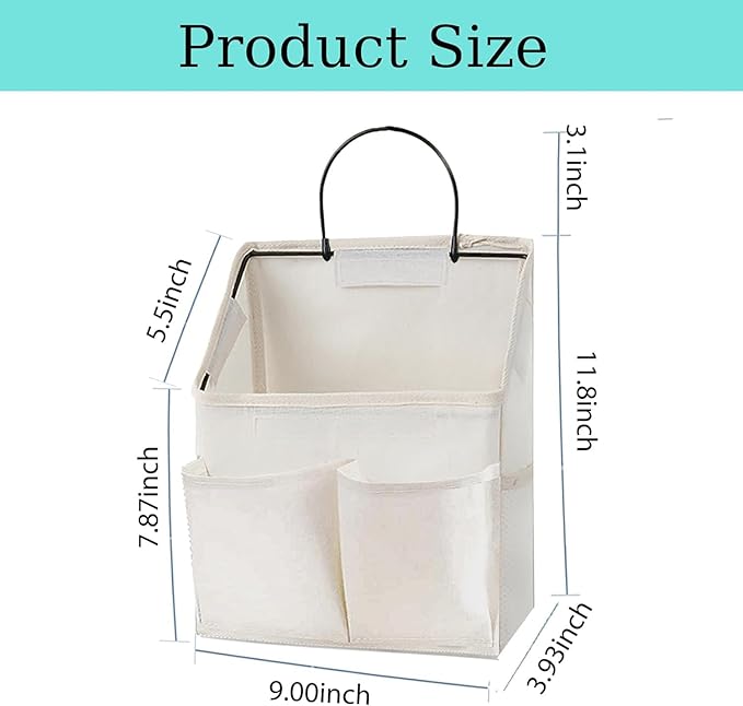 Wall Hanging Storage Bag,Wall Hanging Organizer Bags with Pockets, Wall Organizer Storage for Dormitory Bathroom Bedroom Kitchen (White 1)