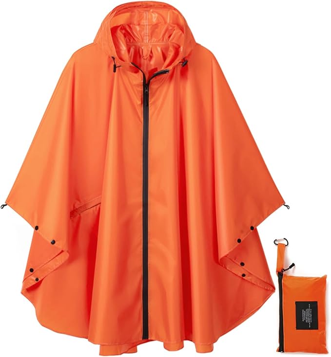 Rain Poncho Jacket Coat Hooded Zipper Style for Women/Men/Adult with Pocket