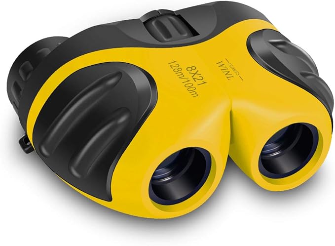 Toys for 4-5 Year Old Boys, VNVDFLM 8 X 21 Kids Binoculars for Children, Compact Telescope Boys Birthday Easter Gifts for 5-8 Years Old to Bird Watching &Scenery(Yellow)