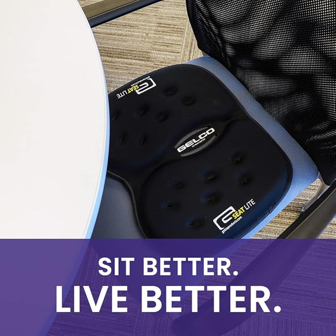 LITE Travel Gel Foam Cushion | Back Pain, Sciatica, Pressure Relief | Relieves Tailbone Discomfort, Promote Healthy Posture | Ergonomic Comfort | Car, Commute, Airplane and Travel - Red