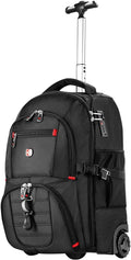 Extra Large Rolling Backpack with Wheels - Water-Resistant, 18" Laptop Compartment, 22.5"x15"x10", 55L Capacity, Ideal Carry-On for Weekend Travel, College, Work - Wheeled Business Backpack for Adults