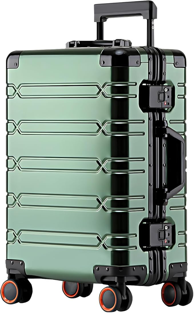 WEICHEN All Aluminum Magnesium 24 Inch Luggage with Spinner Wheels, Hard Case Aluminum Luggage Suitcase with Spinner Wheels and TSA Lock