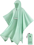 SaphiRose Extra Thick Hooded Rain Poncho Double Layer Waterproof Raincoat Jacket for Men Women Adults
