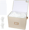 Lukeline Wedding Dress Storage Box,Wedding Dress Preservation Box with Lid,Foldable Acid-Free Organizer with 1 Pair of Microfiber Gloves and 20 Sheets of Acid-Free Paper, 2-Pack